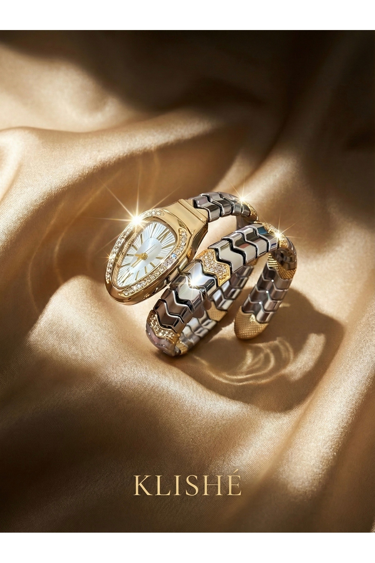 KLISHE Butik Serpenti Luxury Gold & Silver Renk Taşlı Çelik Kadın Saat, Limited Edition 2026