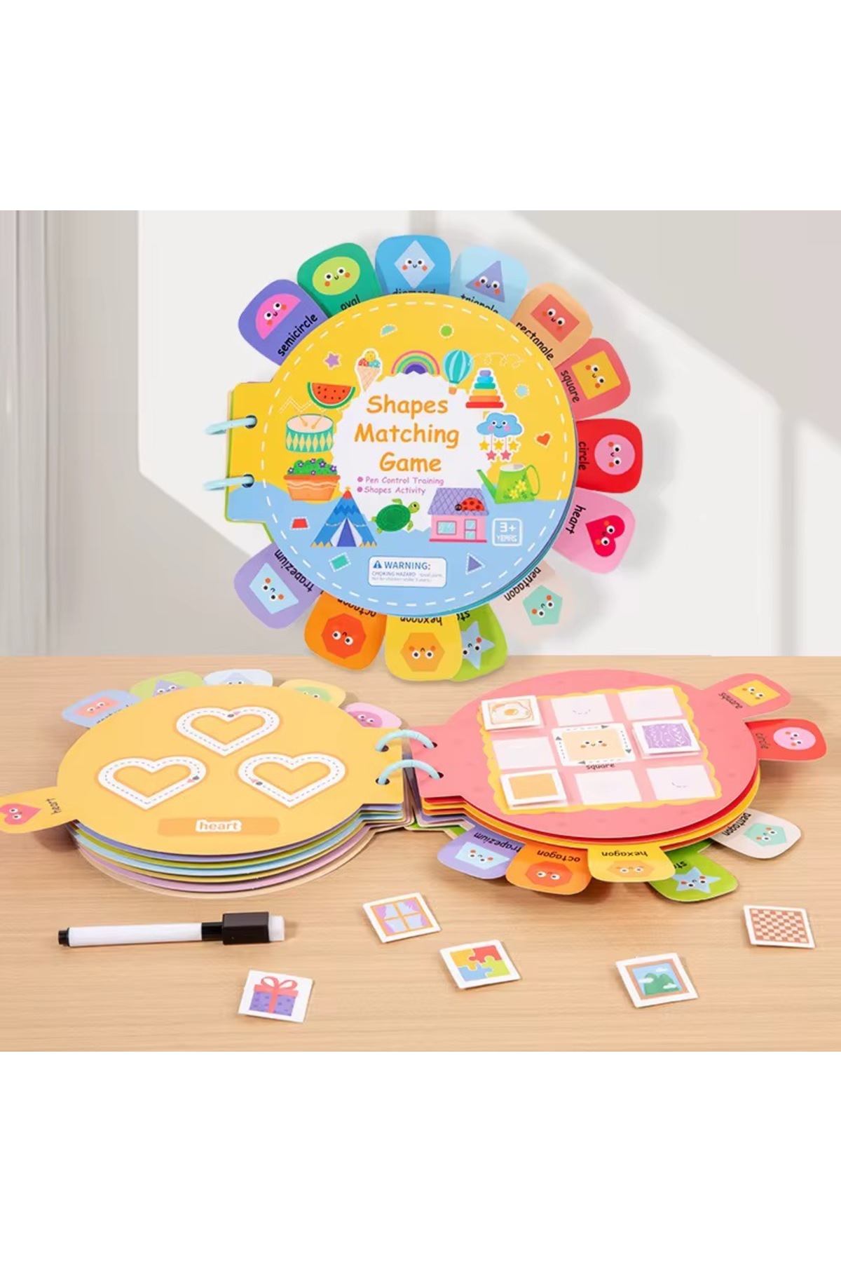 کتاب سرگرم‌کننده جورکردن اشکال – کتاب آموزشی فعالیت‌های قابل استفاده مجدد – اسباب‌بازی آموزشی – مناسب سنین ۳ سال به بالا