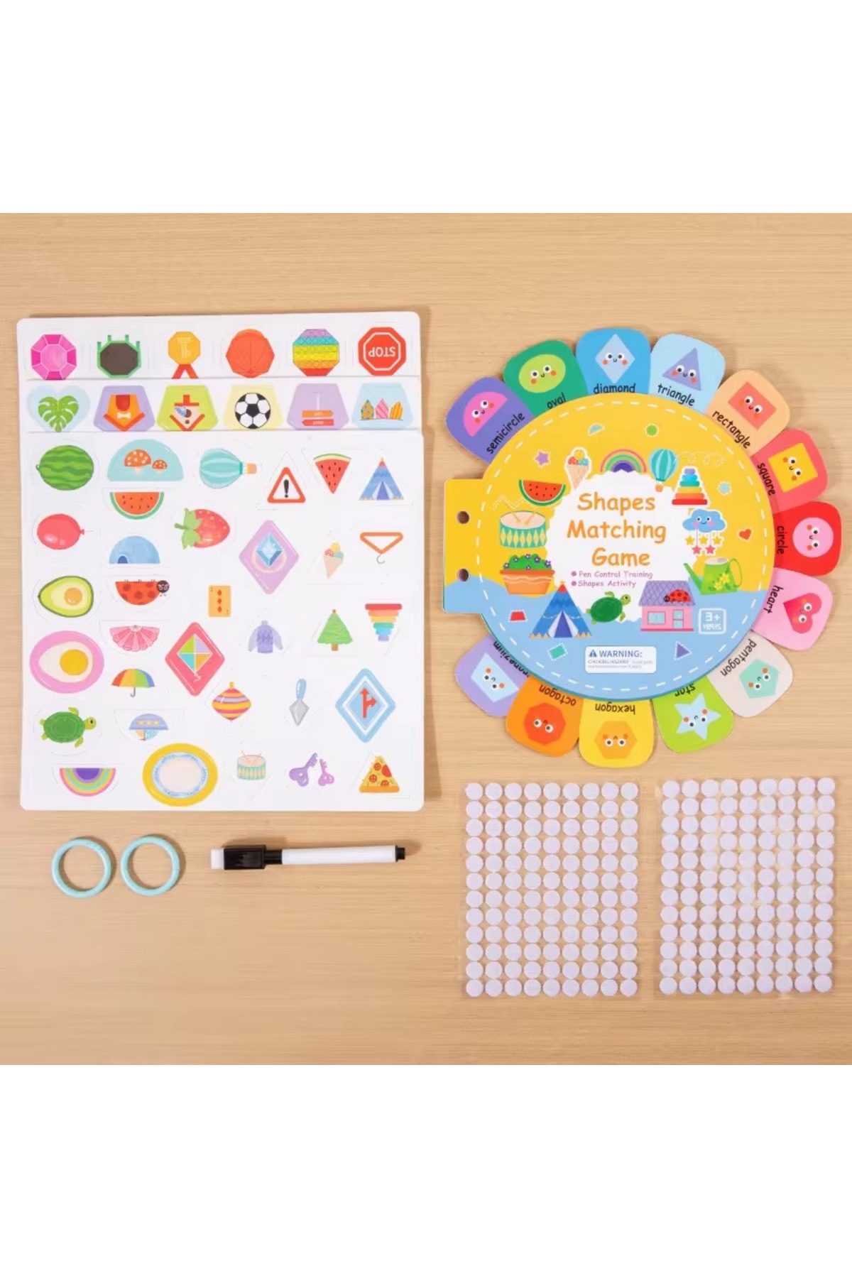 کتاب سرگرم‌کننده جورکردن اشکال – کتاب آموزشی فعالیت‌های قابل استفاده مجدد – اسباب‌بازی آموزشی – مناسب سنین ۳ سال به بالا