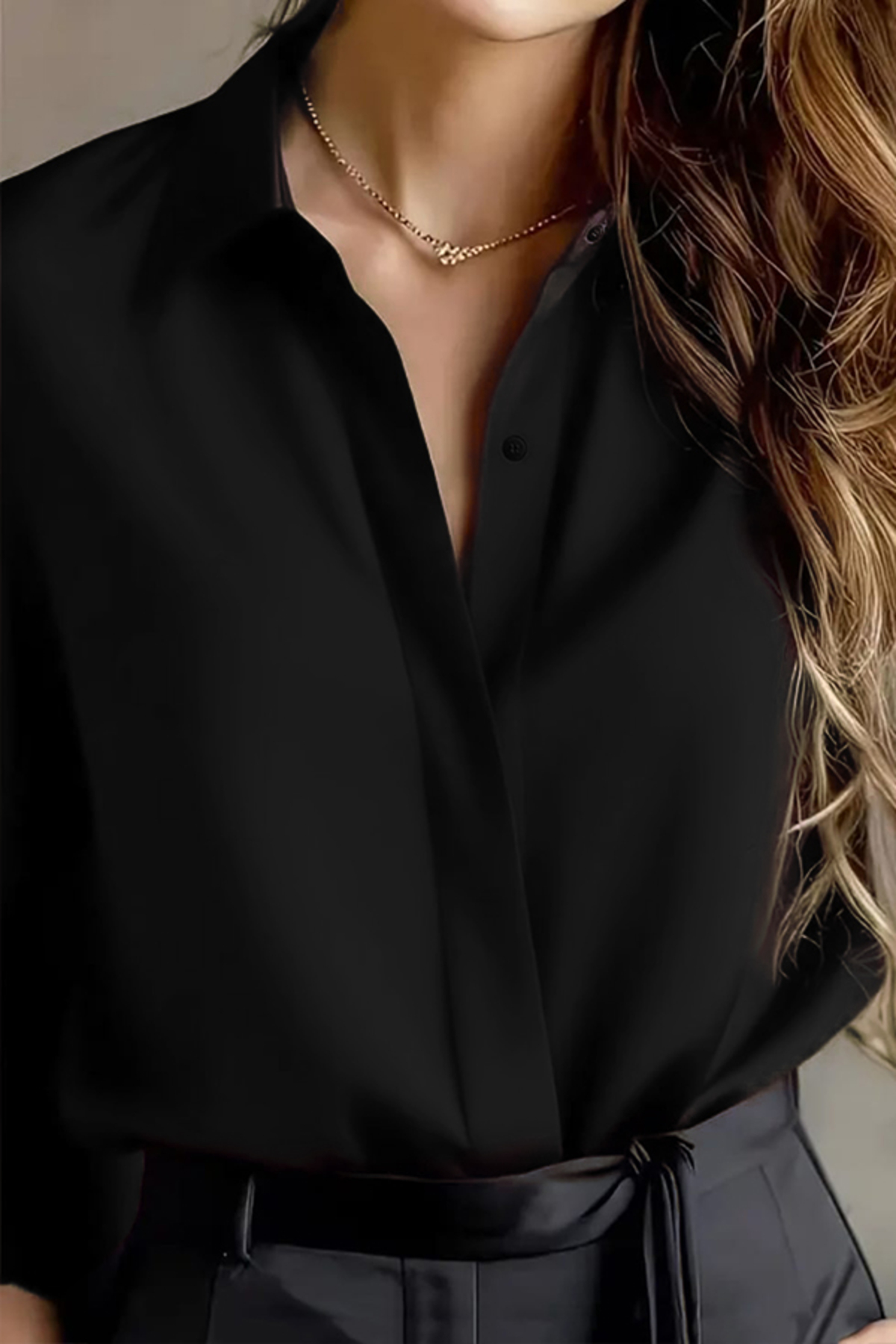 TRENDBUTİKOFFİCİAL Риза от креп плат от Дубай - черна