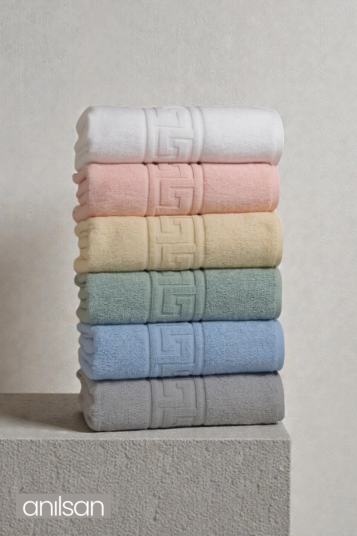 Anılsan 6-пакетний рушник Minty Greek - 50x90 см, 225 г, 100% бавовна, рушник...