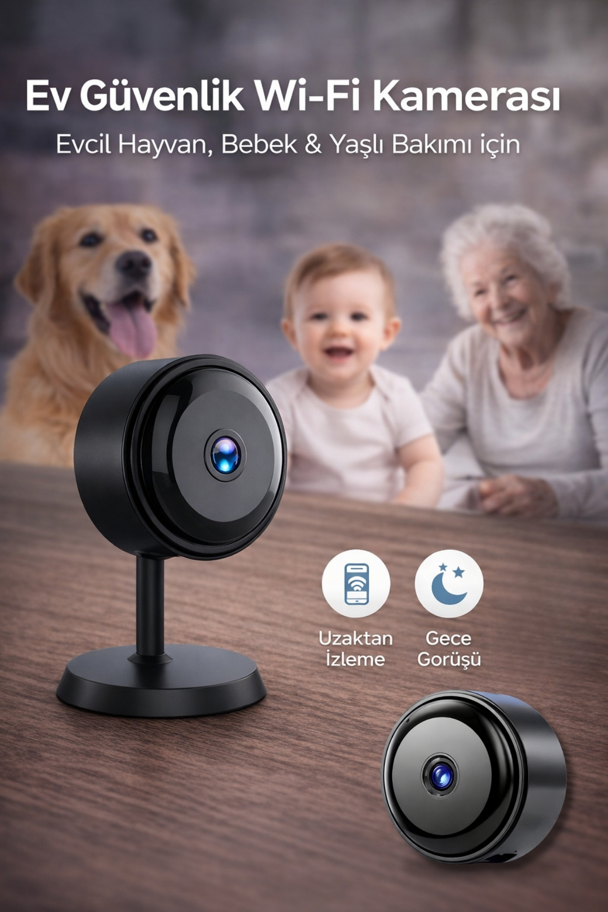 Venas Wİ-Fİ Mini Güvenlik Kamerası Bebek Evcil Hayvan Yaşlı Bakım İçin Gece Görüşlü fotoğrafı 6 (önizleme)