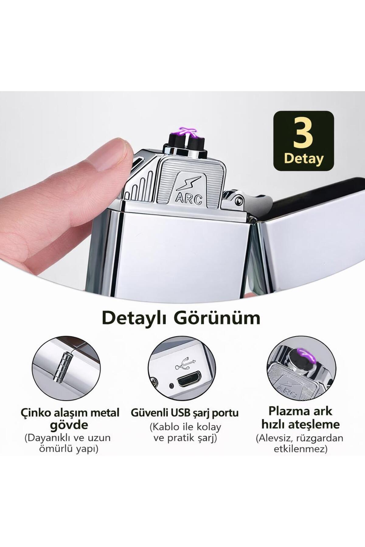 valkyrie USB Şarjlı Elektronik Çakmak | 4 Elektrotlu X Tip Mor Arc