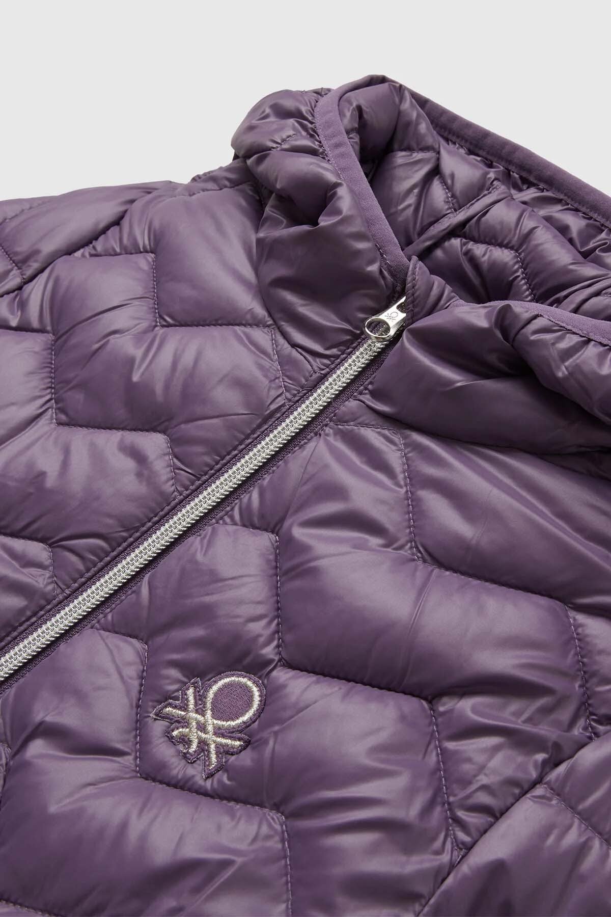 Benetton Mevsimlik Mont Kız Çocuk Mor 6-14 Yaş fotoğrafı 3 (önizleme)