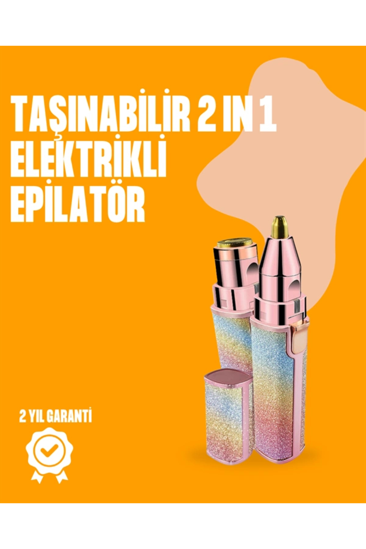 Epilons اپیلاتور برقی مینی USB قابل شارژ - 2 در 1 برای اصلاح ابرو و صورت — رنگارنگ P122851S3029