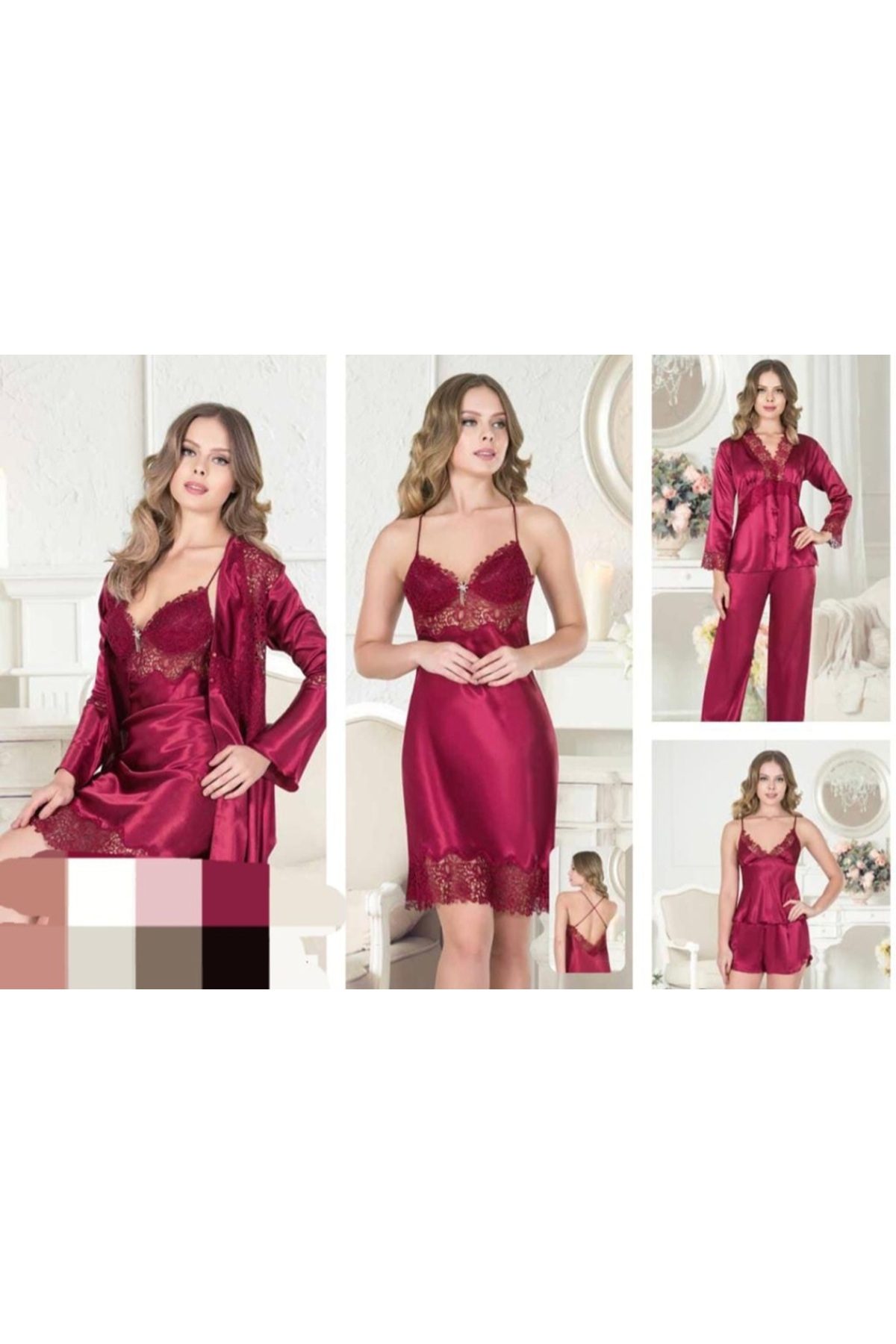 MOONTELLA saten gecelik 6lı set çeyiz