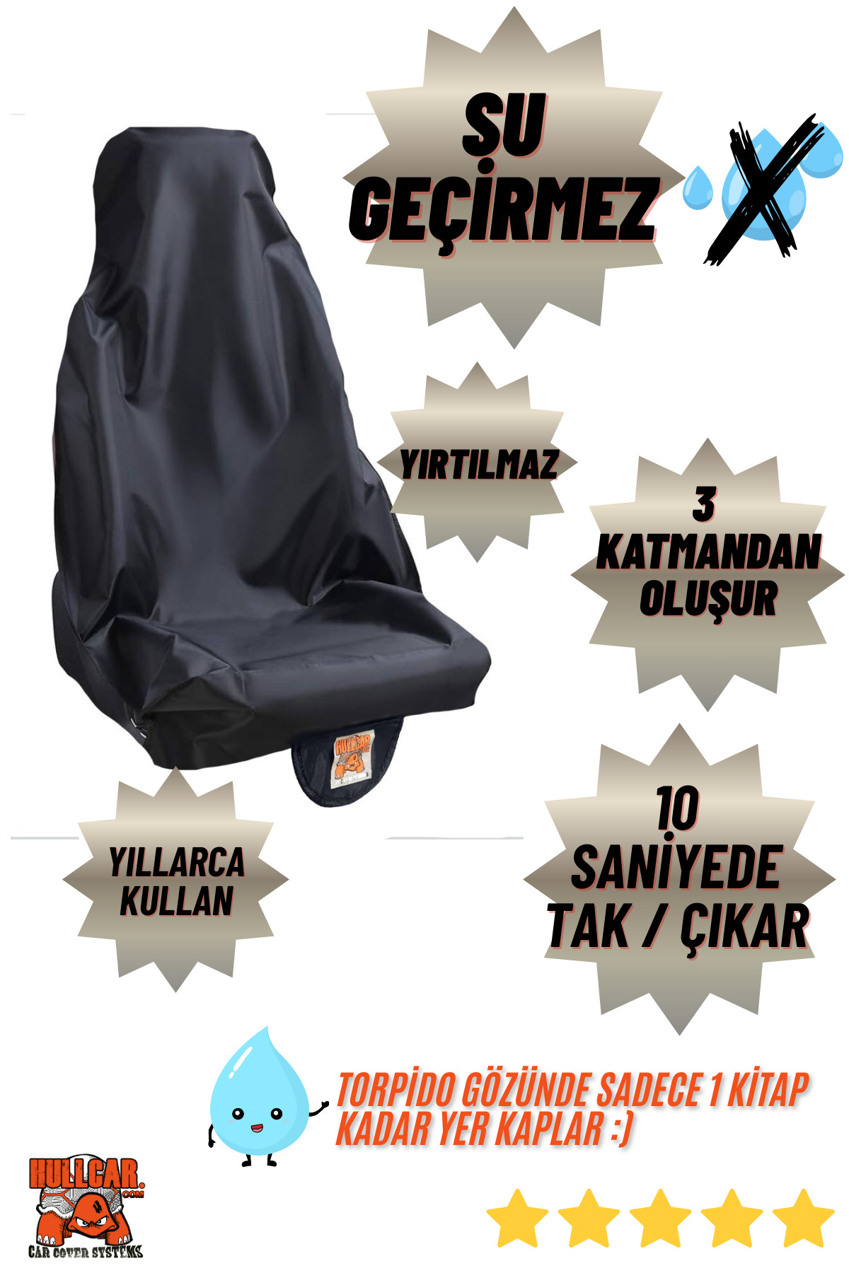 Hullcar , Çok Amaçlı Oto Koltuk Kılıfı, Yırtılmaz, Su geçirmez Araç kılıfı, Üniversal Koltuk Koruyucu fotoğrafı 4 (önizleme)
