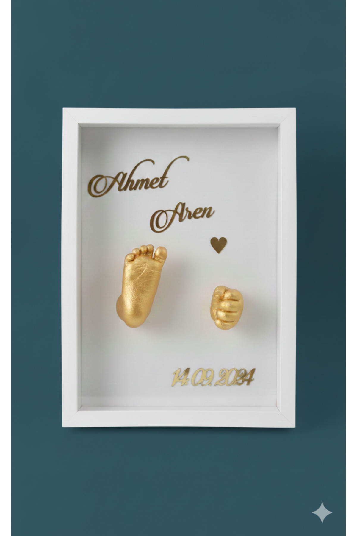 Verda Çerçeve 25x35 Cm İsimli 3D Bebek El Ayak Heykel Alma Seti ve Beyaz Derin Anı Çerçevesi fotoğrafı 3 (önizleme)