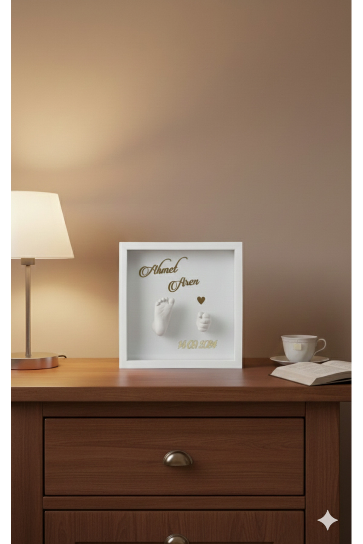 Verda Çerçeve 25x25x7 Cm Bebek El Ayak Heykel Yapım Kiti ve Beyaz Derin Anı Çerçevesi 3D Kalıp Alma fotoğrafı 3 (önizleme)