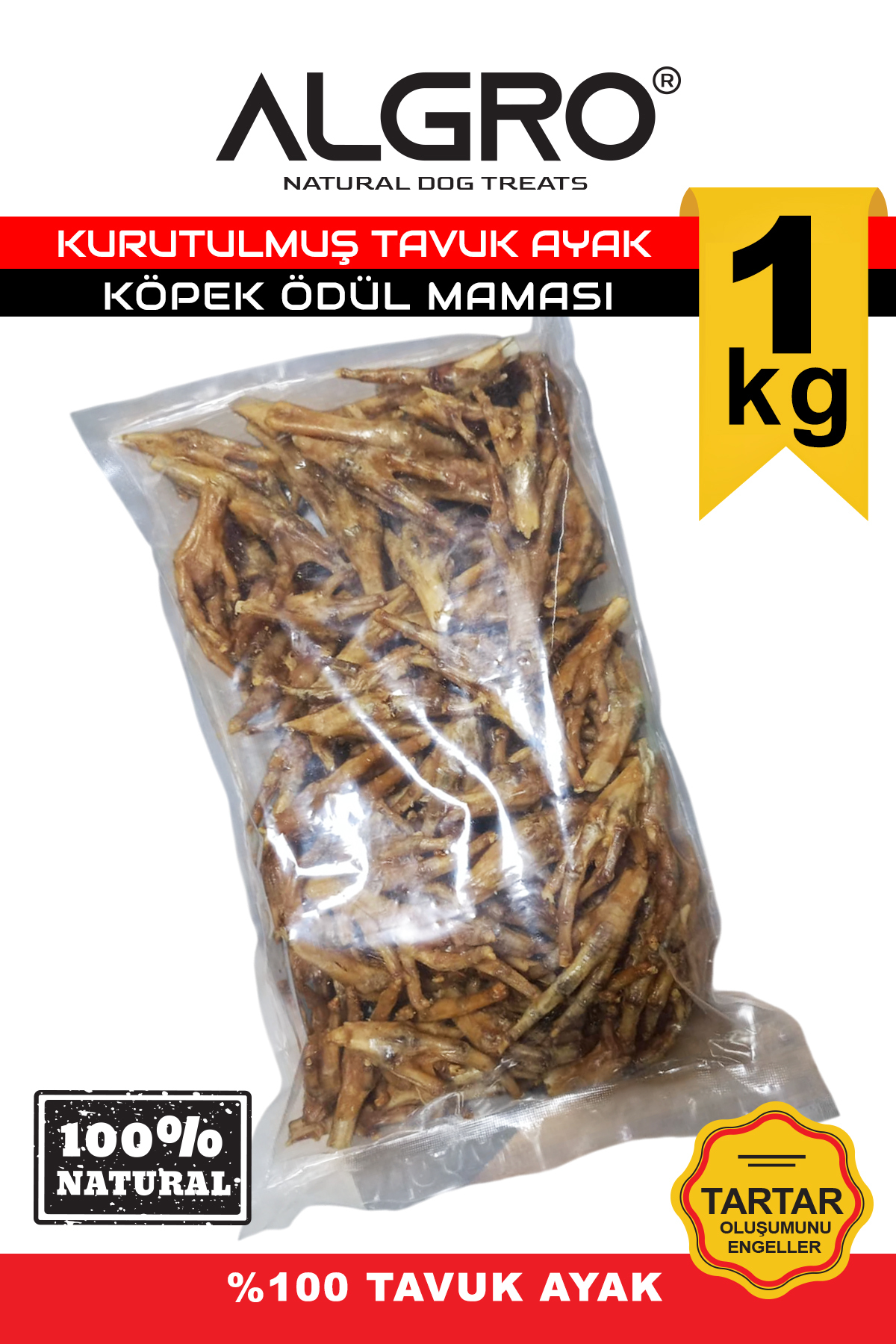 Algro Kurutulmuş %100 Tavuk Ayak Çiğneme Maması 1 kg Süper paket ...