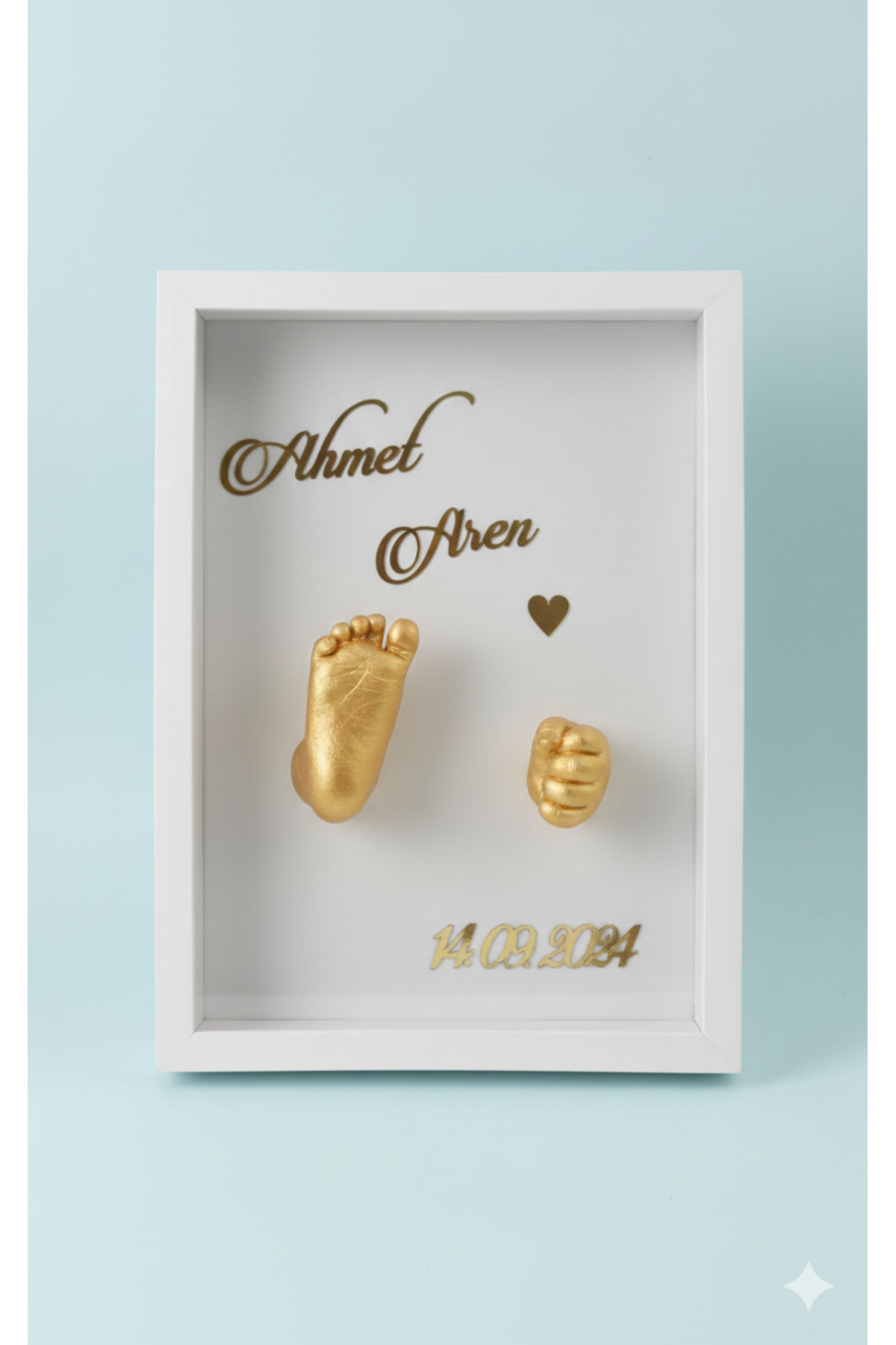 Verda Çerçeve 25x35 Cm İsimli 3D Bebek El Ayak Heykel Alma Seti ve Beyaz Derin Anı Çerçevesi fotoğrafı 4 (önizleme)