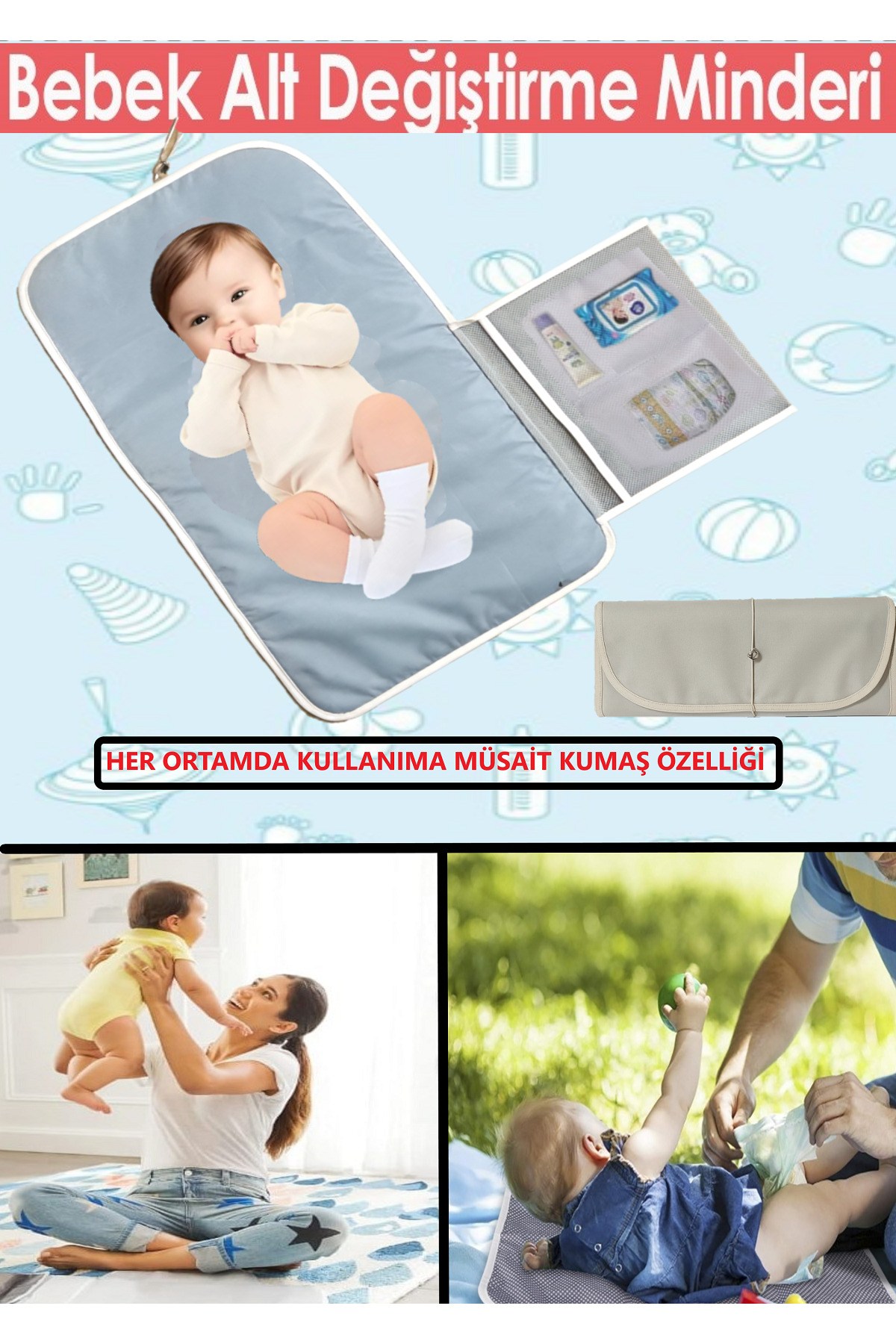 NOVA TEXTILE Anne Bebek Bakım Örtüsü, Yenidoğan Alt Değiştirme Matı, Bebek Alt Açma Minderi, Sıvı Geçirmez Alez fotoğrafı 4 (önizleme)