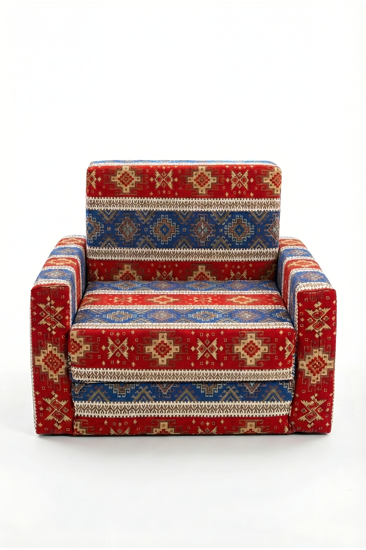 بالش تشک اسفنجی کامل تاشو کودک (۰–۴ سال)، طرح فرش آبی