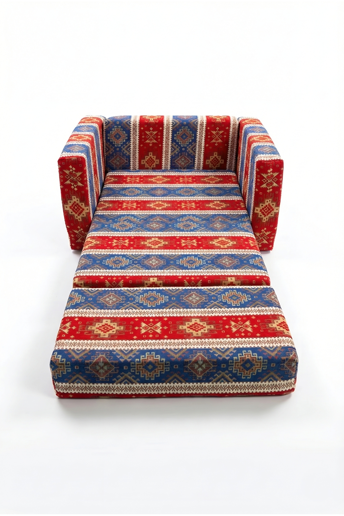 بالش تشک اسفنجی کامل تاشو کودک (۰–۴ سال)، طرح فرش آبی