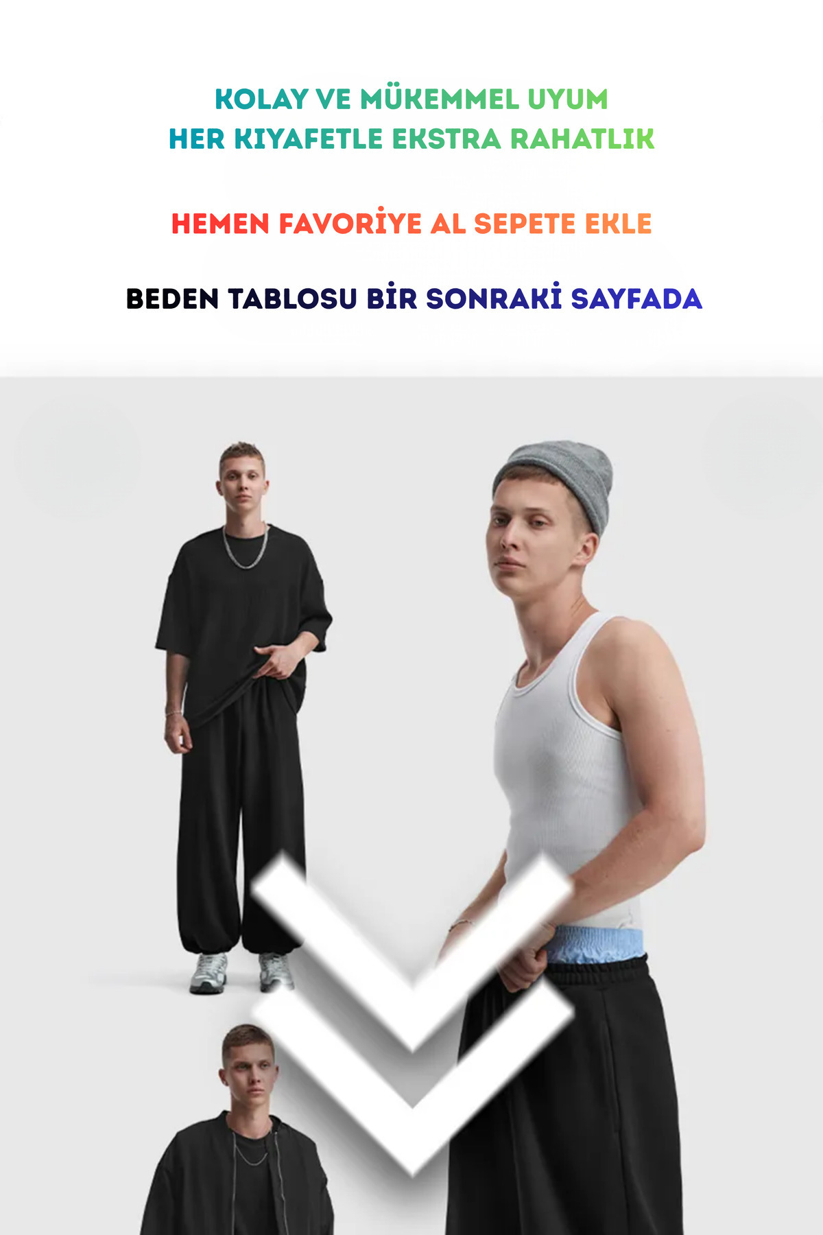 vladivosto  Dans Tipi Baggy Oversize Eşofman Yüksek Bel Stoperli Bol Paça Siyah Gri Büyük Beden Battal Kalıp - Görsel 8