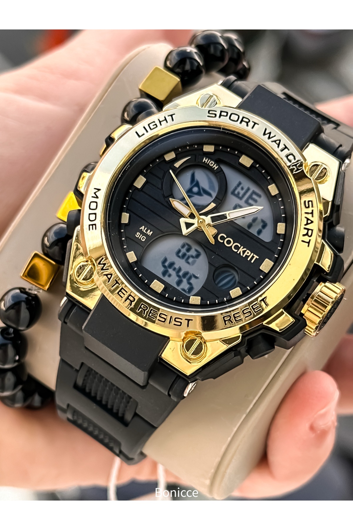 Cockpit SPOR, Deniz Kullanımına Uygun,Işıklı,Kronometreli, Sarı