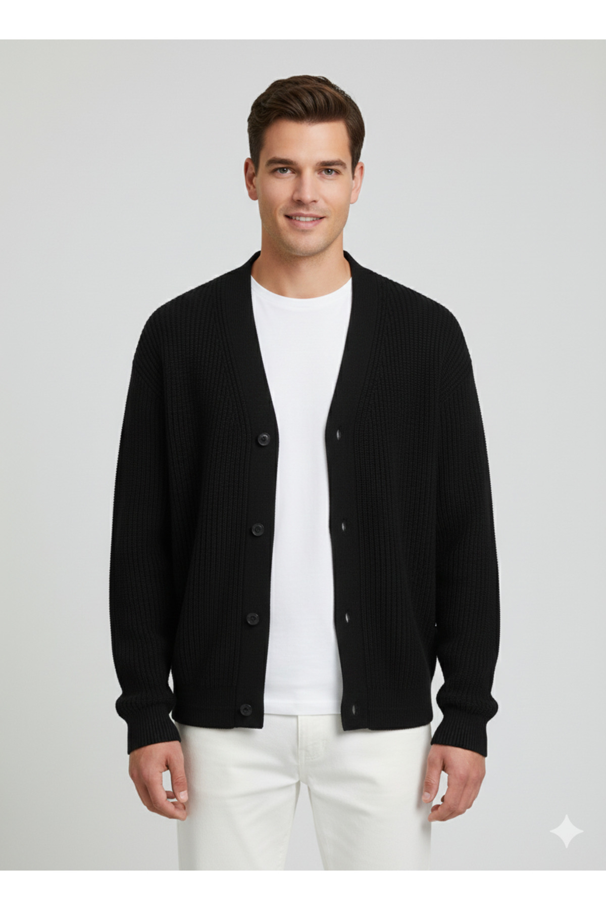 Jack & Jones  J&J JJConnor Knit Cardigan Regular Fith Erkek Hırka Kazak 12278960 Siyah - Görsel 5