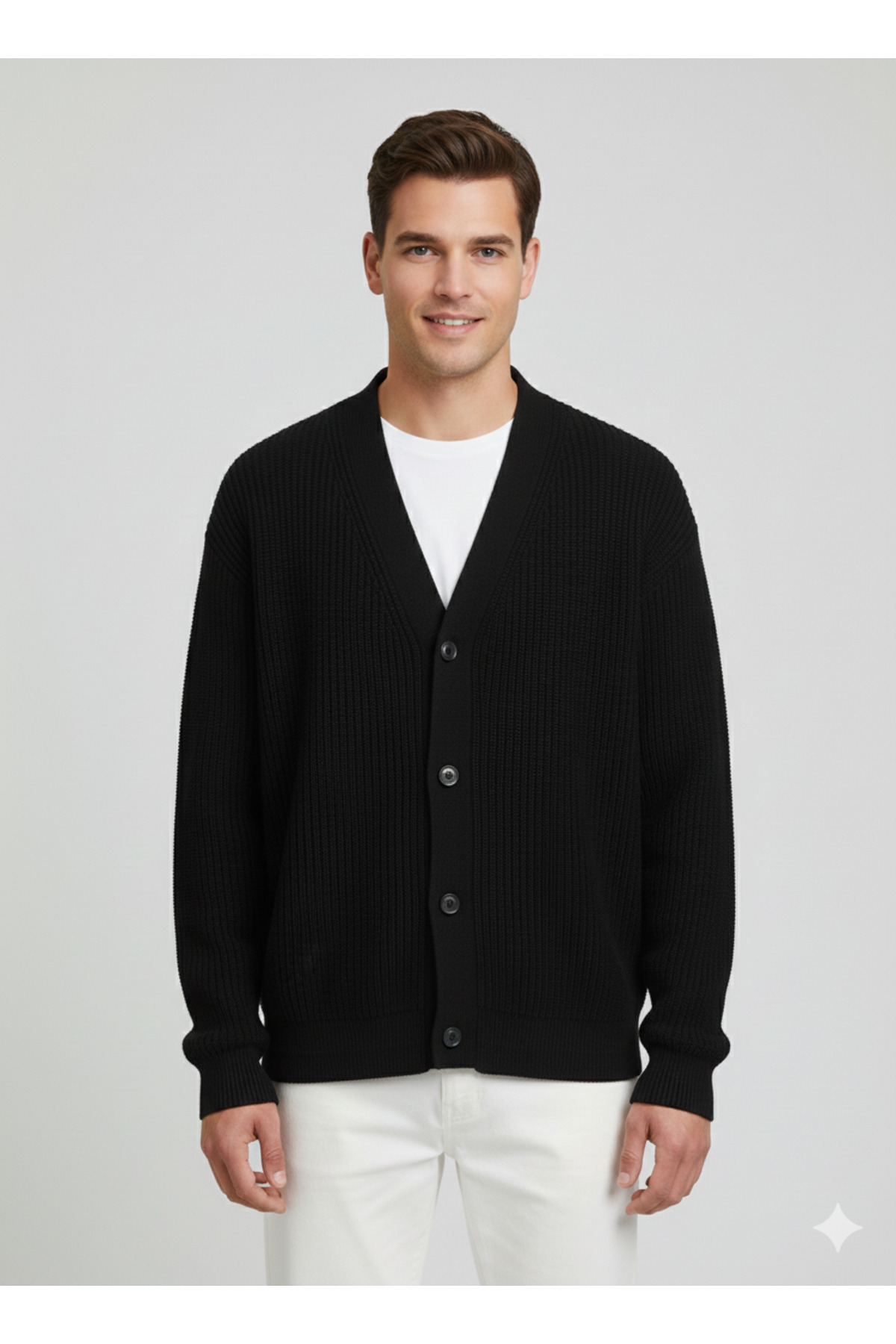Jack & Jones  J&J JJConnor Knit Cardigan Regular Fith Erkek Hırka Kazak 12278960 Siyah - Görsel 4