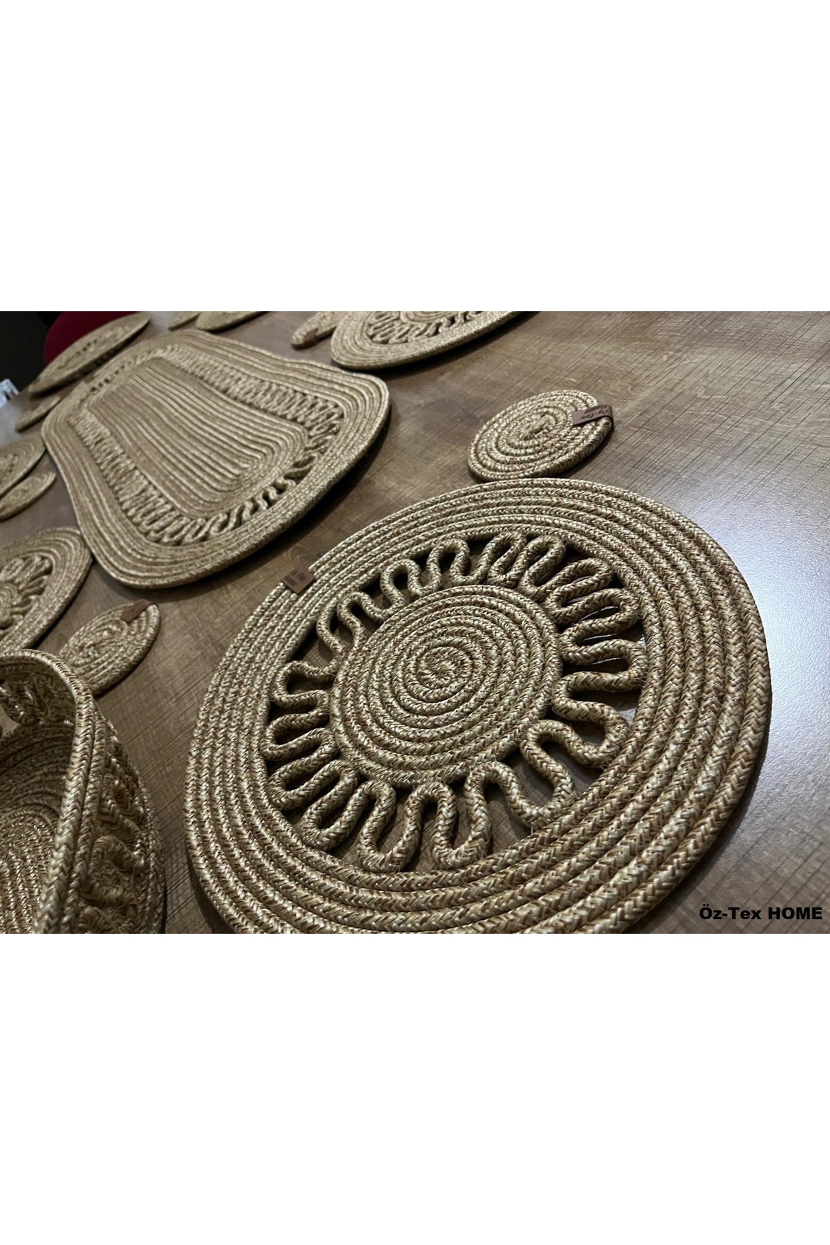 Jute,Straw color American Service, 6 Underplates 1 Runner 6 Coasters 1 Bread Basket,Underplate Set