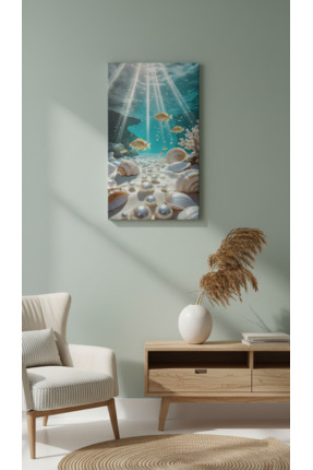 YTD ART DESİGN Deniz Temalı Kanvas Tablo Dikey Tasarım