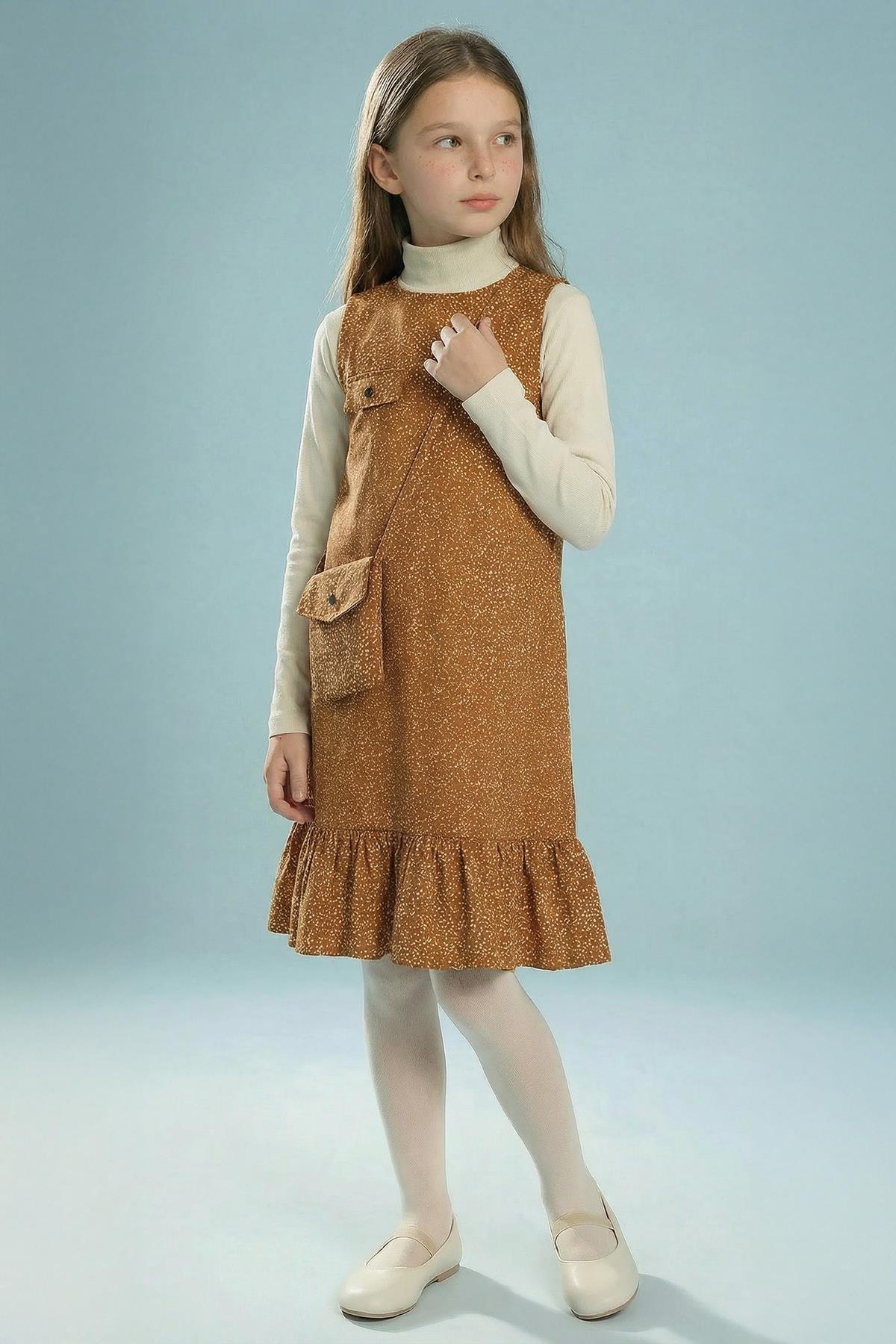 Perendi Kız Çocuk Çantalı Jile Elbise ve Badi fotoğrafı 3 (önizleme)