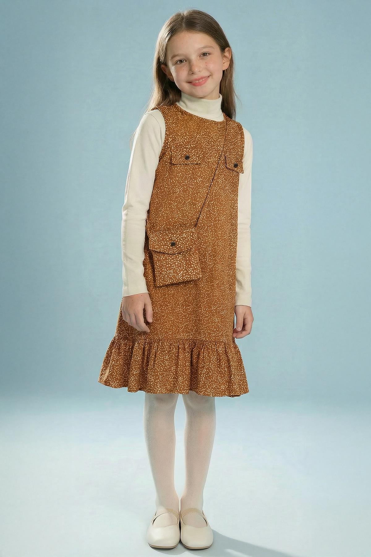 Perendi Kız Çocuk Çantalı Jile Elbise ve Badi fotoğrafı 2 (önizleme)