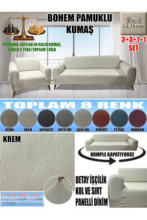 Home LUX BOHEM PAMUKLU KUMAŞ KOLTUK KILIFI SETİ - 3+3+1+1 SET 7 KG GELMEKTEDİ...