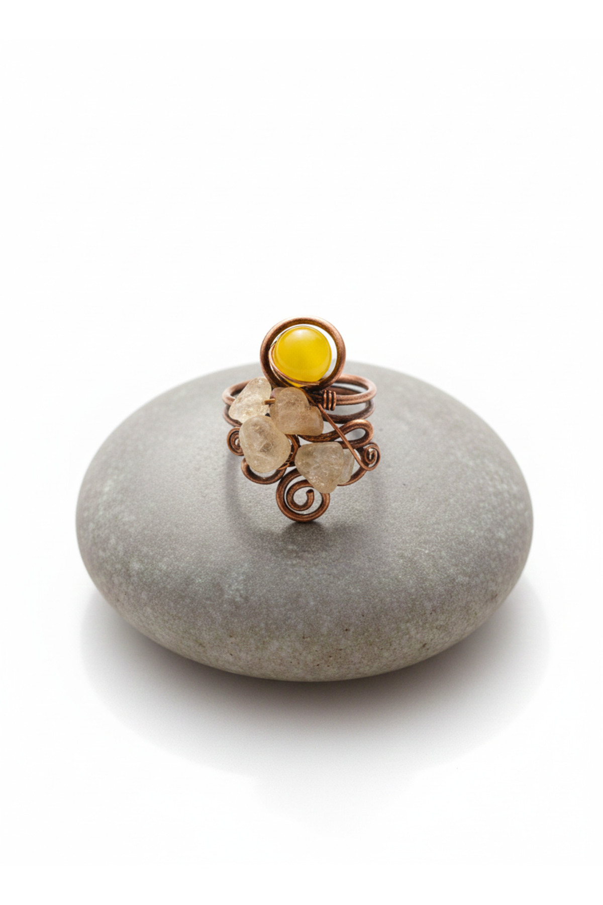 Citrine Stone Broken Natural Stone Adjustable Ring