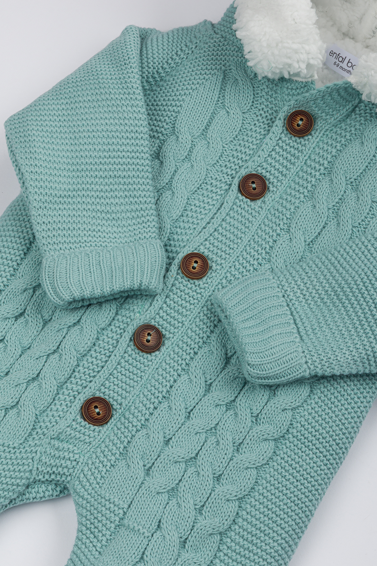 Lui Baby Polarlı Welsoft Kapüşonlu Örgü Desenli Bebek Tulum Kulaklı fotoğrafı 6 (önizleme)