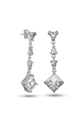 cleovibe Gümüş Ice Cut Zirkon Taşlı Işıltılı Kadın Küpe