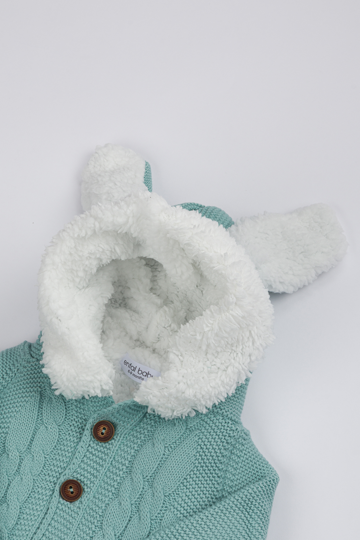 Lui Baby Polarlı Welsoft Kapüşonlu Örgü Desenli Bebek Tulum Kulaklı fotoğrafı 5 (önizleme)