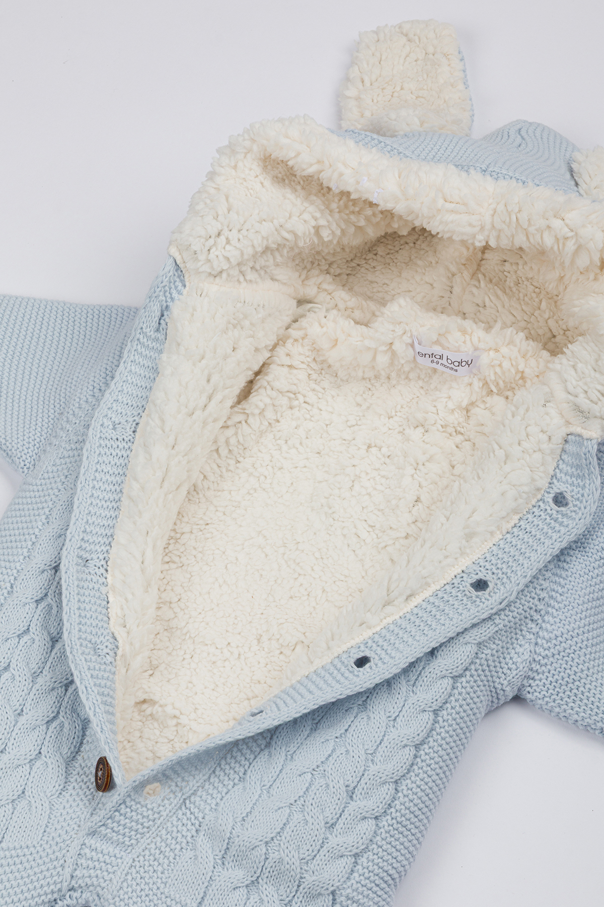 Lui Baby Polarlı Welsoft Kapüşonlu Örgü Desenli Bebek Tulum Kulaklı fotoğrafı 7 (önizleme)