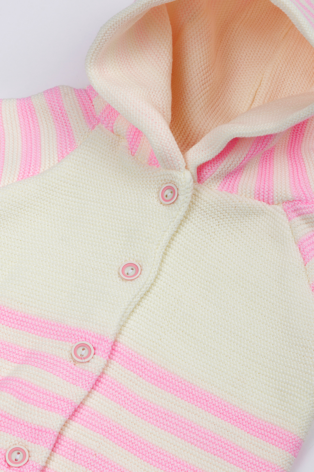 Lui Baby Yenidoğan Kapüşonlu Triko Unisex Ponponlu Bebek Hırka 0/6 Ay fotoğrafı 2 (önizleme)