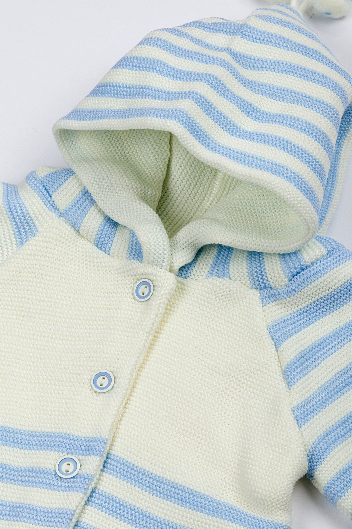 Lui Baby Yenidoğan Kapüşonlu Triko Unisex Ponponlu Bebek Hırka 0/6 Ay fotoğrafı 4 (önizleme)