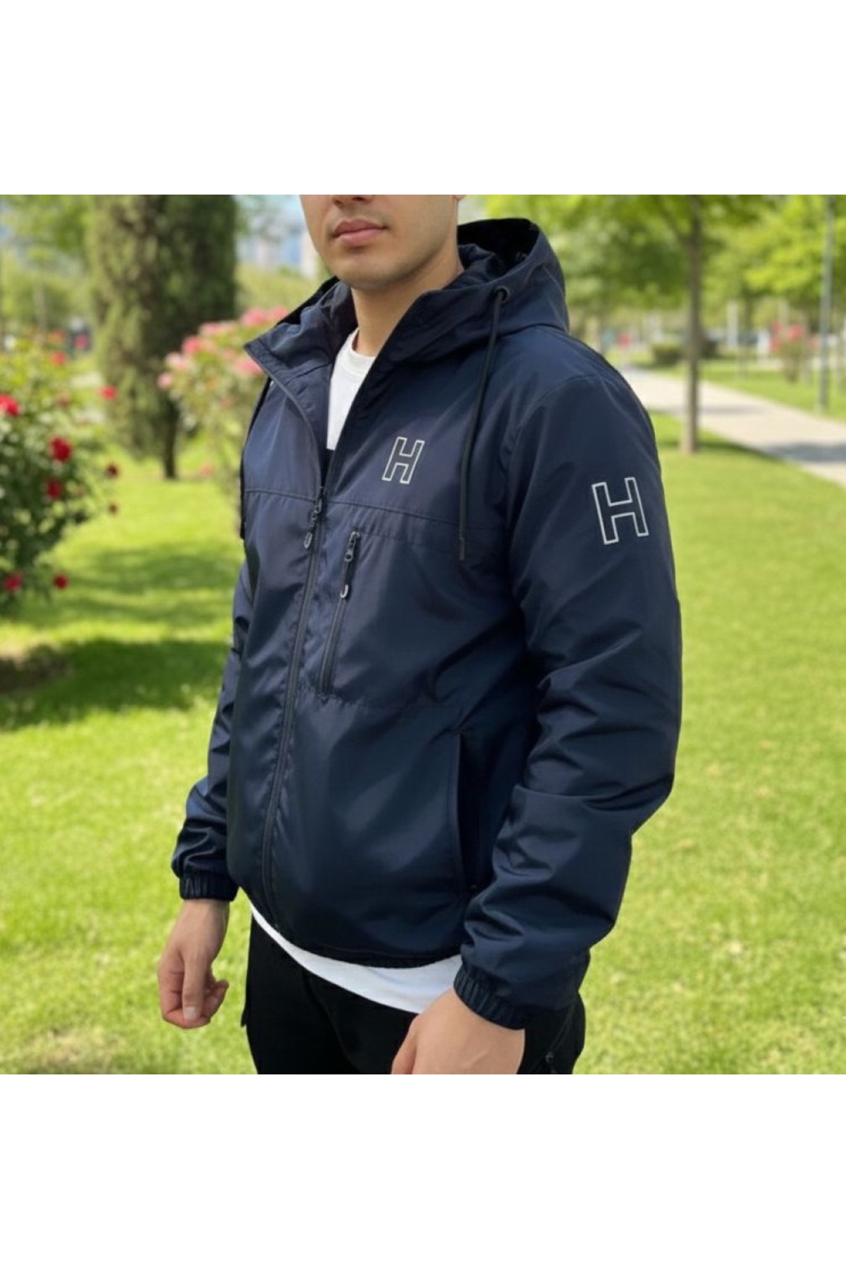 Smoke Erkek Yağmurluk Kapüşonlu Mevsimlik Spor Erkek Mont