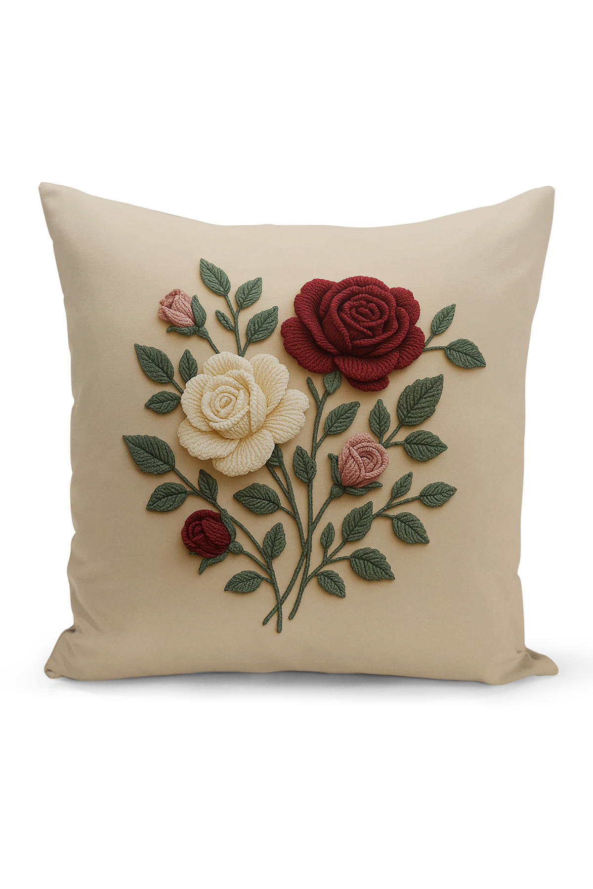 Double Sided Digital Printed Pillow Case (Punch Embroidery Pattern Look)