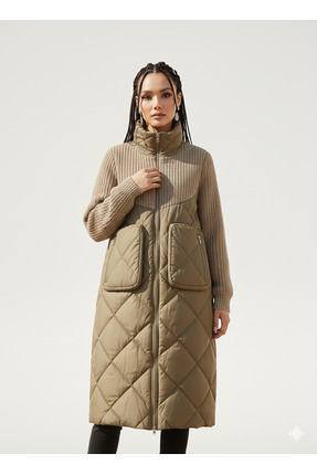 BEAUTY WOMEN Italian - Çift Dokulu Modern Kapitone Mont