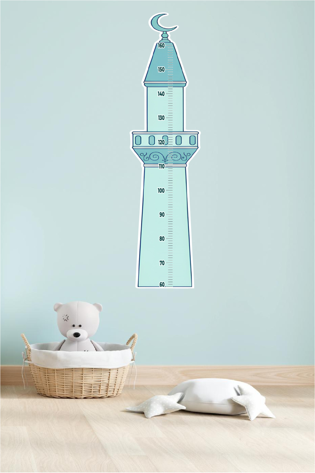 Camii Minaresi Çocuk Boy Ölçer Duvar Stickerı - Ramazan Sticker Hediyesi Eğitici Boy Cetveli