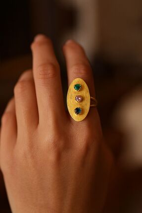 LEYLART JEWELLERY Alna Altın Kaplama Tasarım Yüzük