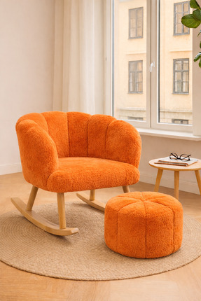 arge demo Reyna Sallanan Ahşap Ayaklı Wellsoft Kumaş Berjer Koltuk - PUF HEDİ...