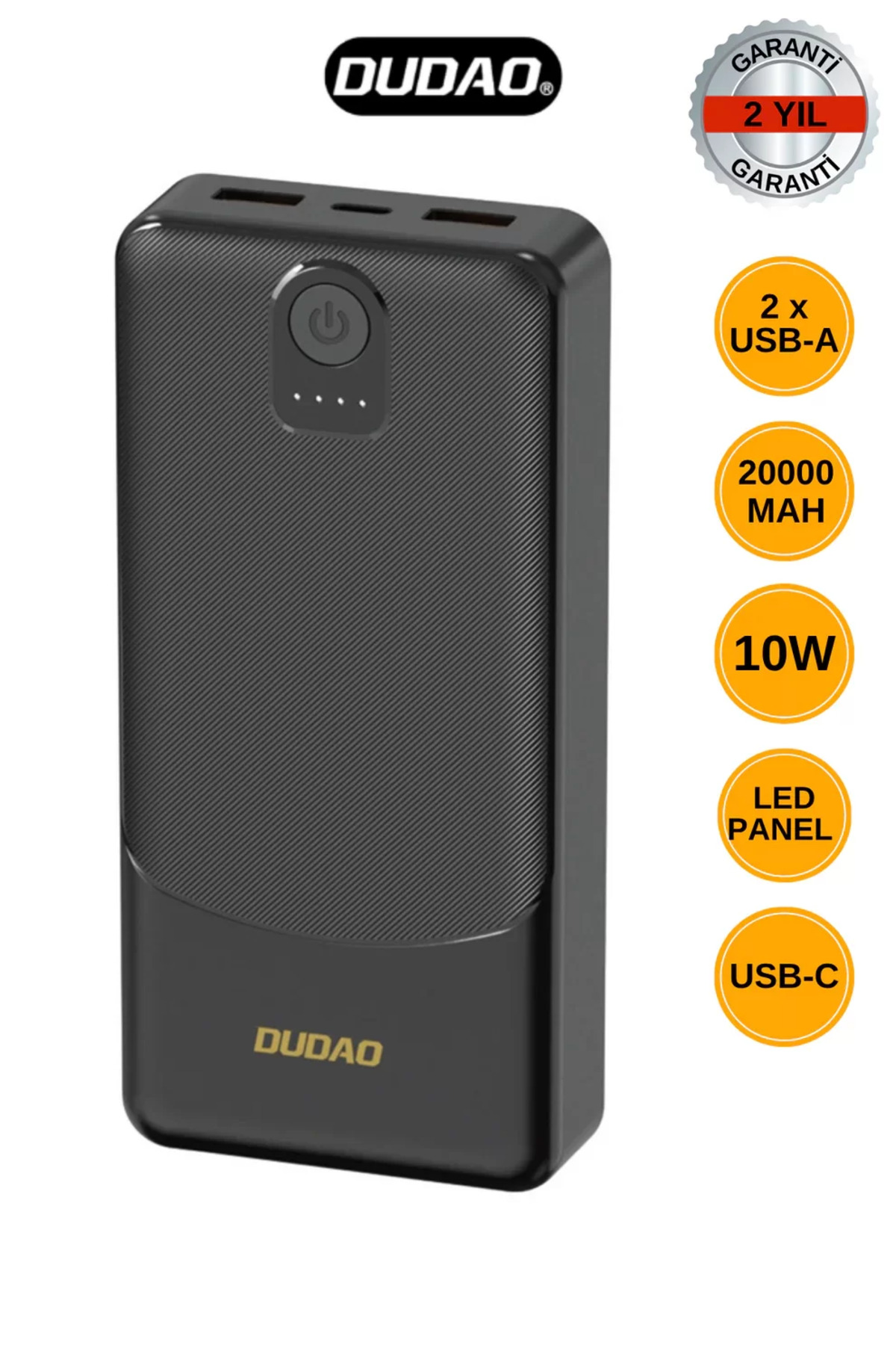 shopwave Powerbank Dudao K10Pro 2.4A 20000mAh 2 x USB-A - Siyah (5047)