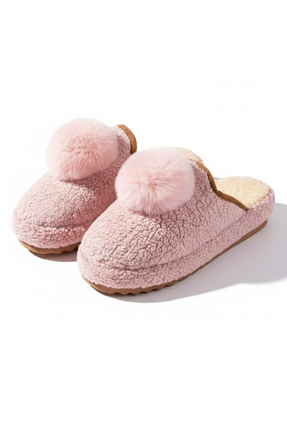 TopukkTrend Kadın Peluş Ev Terliği Kaydırmaz Sessiz Taban Kışlık Rahat Ponpon...