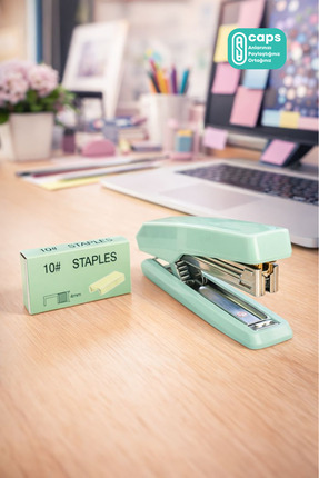 caps office Pastel Nane Yeşili Renkli Tel Hediyeli Zımba – Pastel Şirin Kırta...