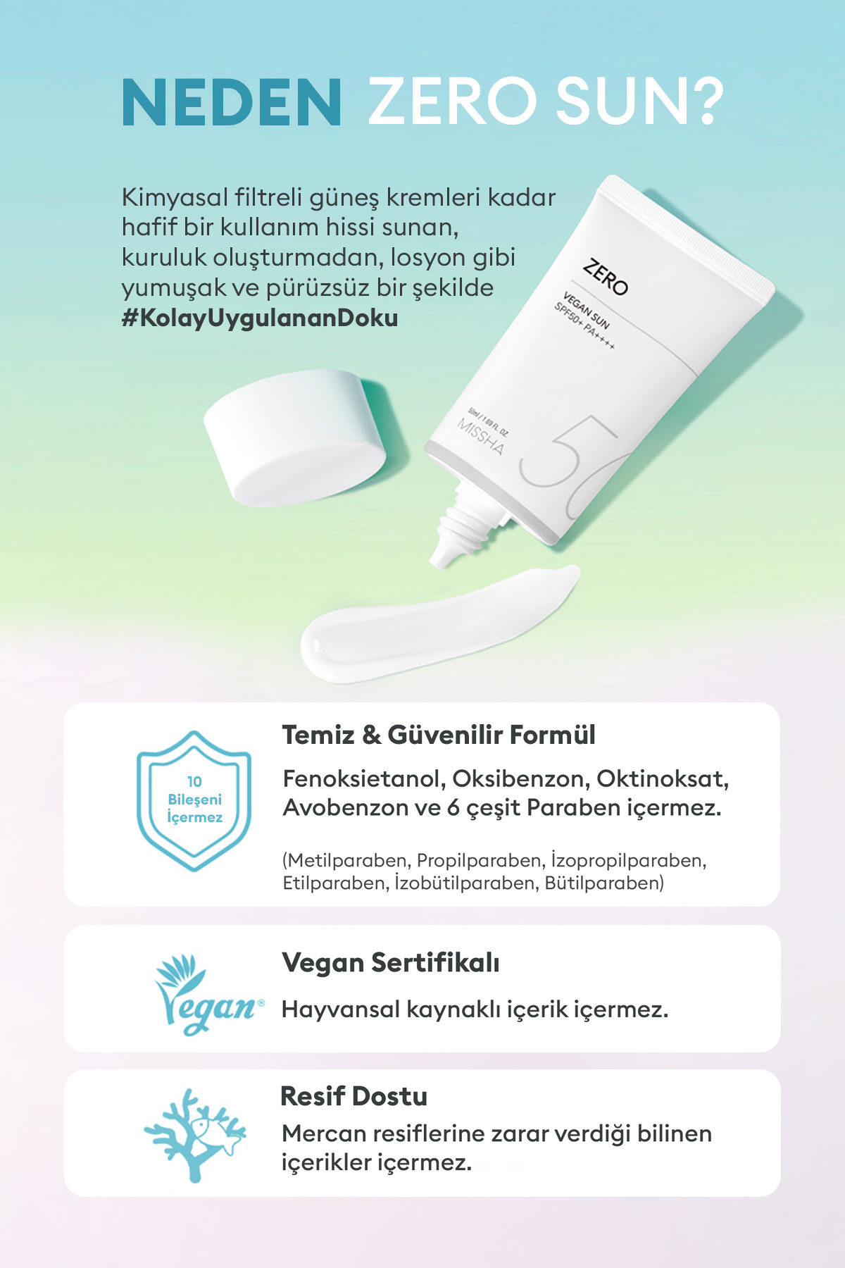 Nazik, Mineral Filtreli Güneş Kremi All Around Safe Block Zero Vegan Sun SPF 50+ PA++++ — 8898 — تصویر 4 از 7
