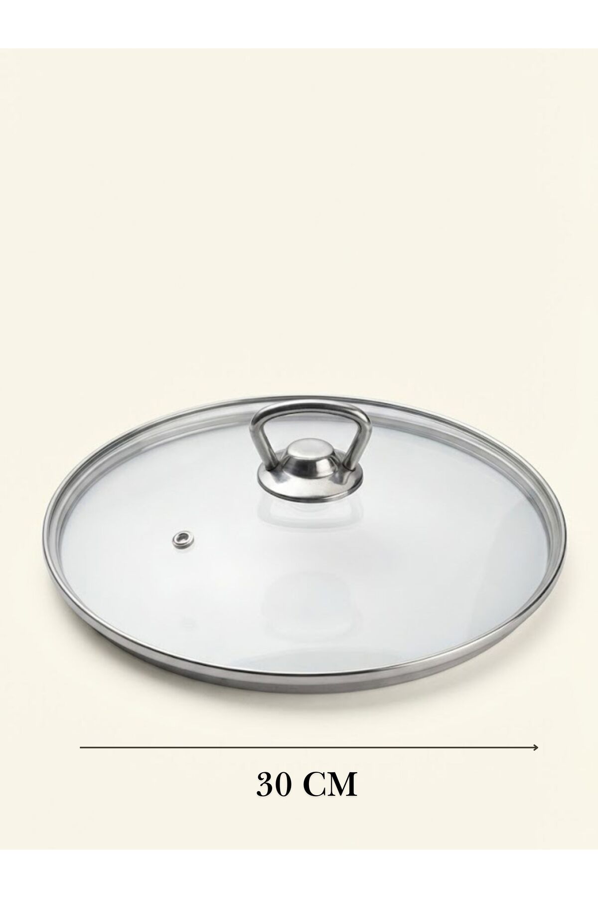Heat Resistant Glass Cooking Pot Pan Cover - Steam Hole Replacement Cover with Metal Handle 30 CM