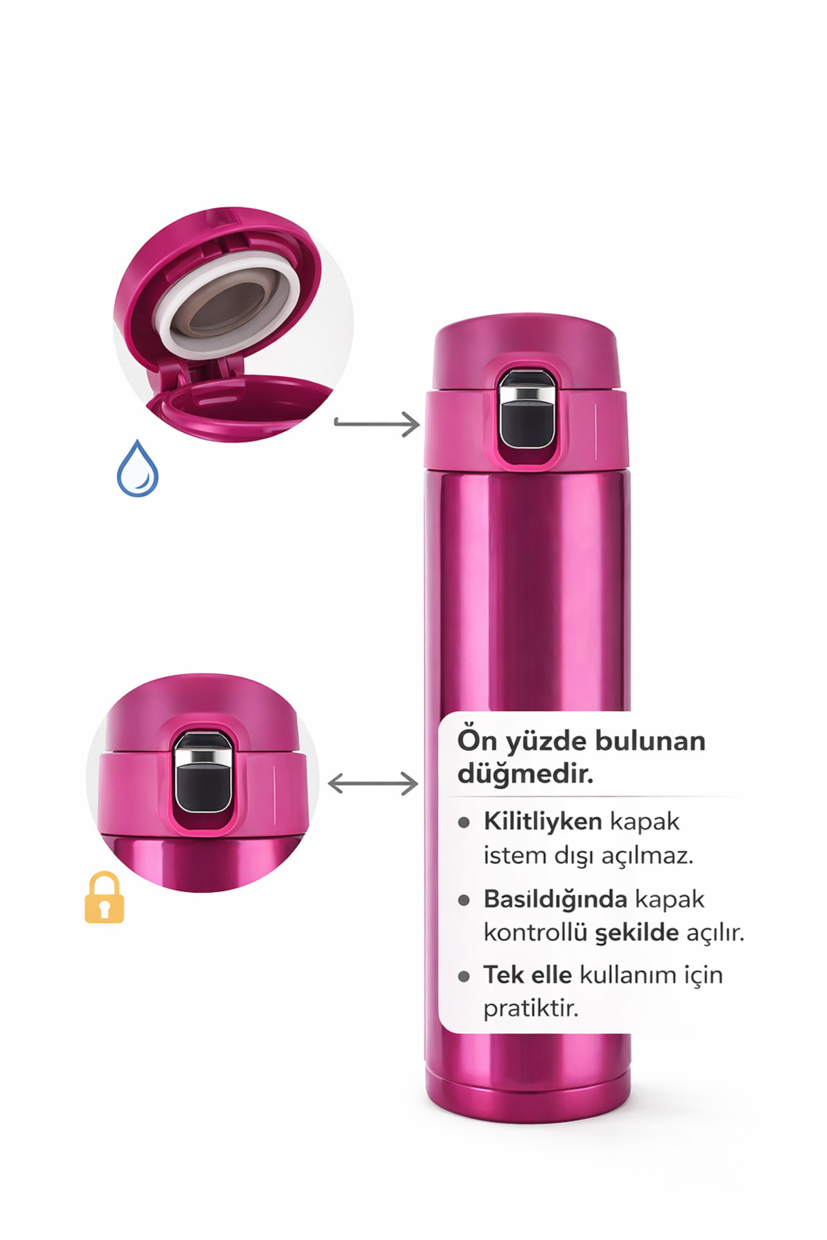 Bymiel Kişiye Özel İsimli Kilitli Çelik Termos fotoğrafı 4 (önizleme)