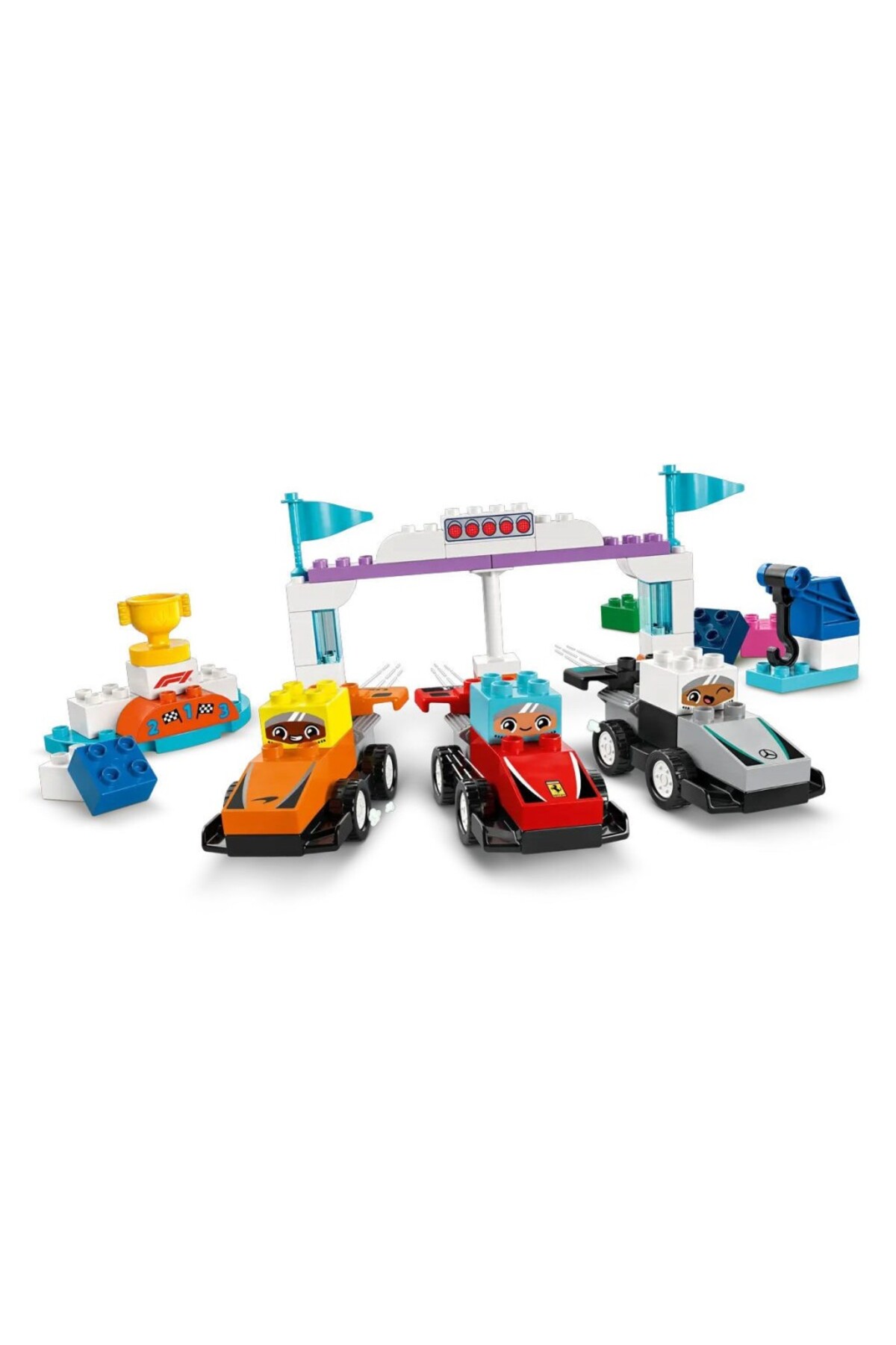 LEGO 10445 Duplo F1 Takımı Yarış Arabaları ve Sürücüleri 70 parça +2aş fotoğrafı 2 (önizleme)