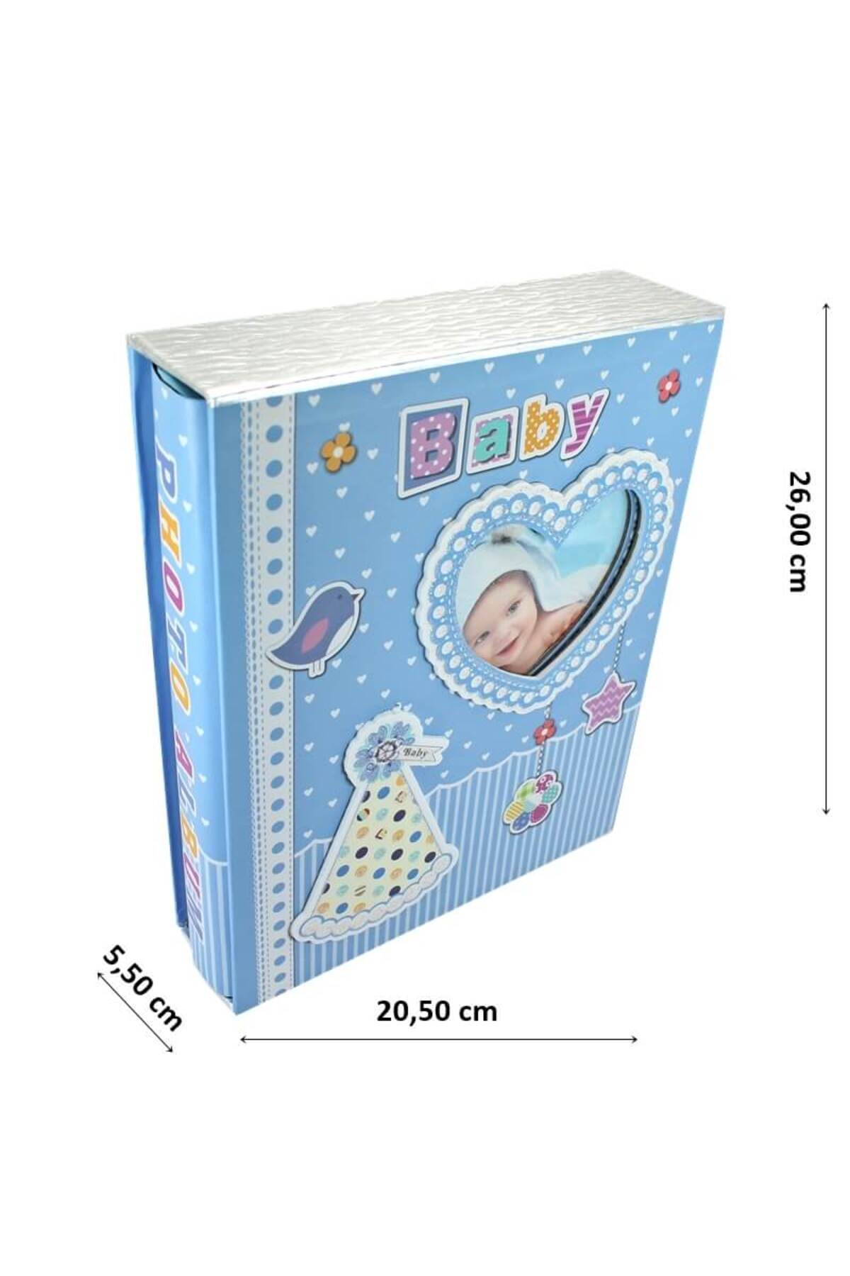 SüSLe Bebek ve Parti Bebek Fotoğraf Albümü 200 Resimlik Kutulu, Kalp Çerçeveli - Mavi fotoğrafı 2 (önizleme)