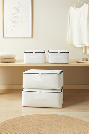 Ocean Home Textile 4'lü Lacivert Fermuarlı Beyaz Renk Stuff & Things Hurç Set...