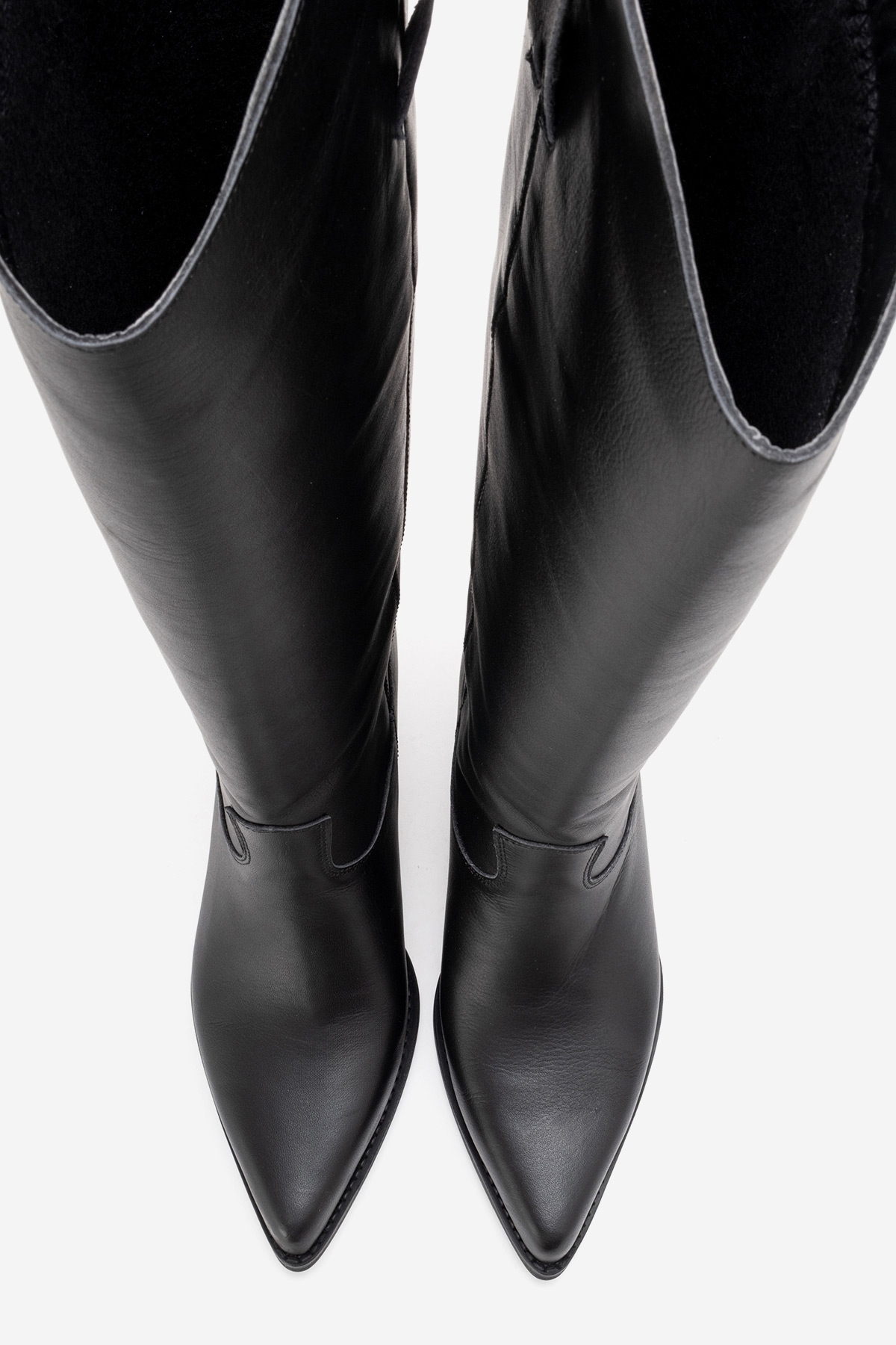 LuviShoes ANIA Siyah Cilt Hakiki Deri Kadın Western Çizme görsel 2